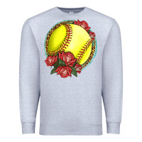Heather Grey Western Softball With Roses Premium Sweatshirt - LillyAllenDesigns