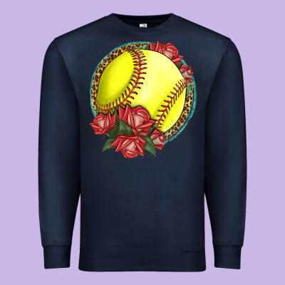 Western Softball With Roses Premium Sweatshirt Designed By Lillyallendesigns