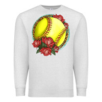 Oatmeal Heather Western Softball With Roses Premium Sweatshirt - LillyAllenDesigns