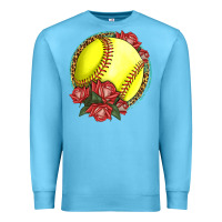 Ocean Blue Western Softball With Roses Premium Sweatshirt - LillyAllenDesigns