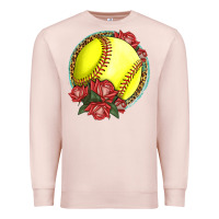 Pale Pink Western Softball With Roses Premium Sweatshirt - LillyAllenDesigns
