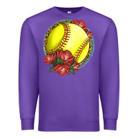 Purple Western Softball With Roses Premium Sweatshirt - LillyAllenDesigns