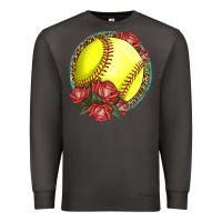 Smoke Western Softball With Roses Premium Sweatshirt - LillyAllenDesigns