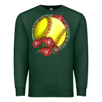 Sports Green Western Softball With Roses Premium Sweatshirt - LillyAllenDesigns