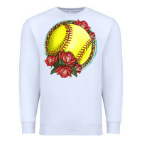 White Western Softball With Roses Premium Sweatshirt - LillyAllenDesigns