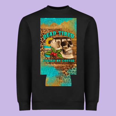 Dead Tired Fueled By Coffee 12 Oz Can Cooler  (slim) Heavyweight Sweatshirt Designed By Artiststas