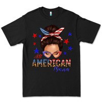 Black all american mama messy bun Premium Tee - texasbilliewilder