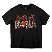 Black football nana with leopard Heavy Core Tee - texasbilliewilder
