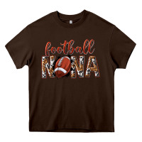 Chocolate Brown football nana with leopard Heavy Core Tee - texasbilliewilder