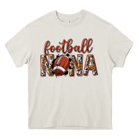 Cream football nana with leopard Heavy Core Tee - texasbilliewilder