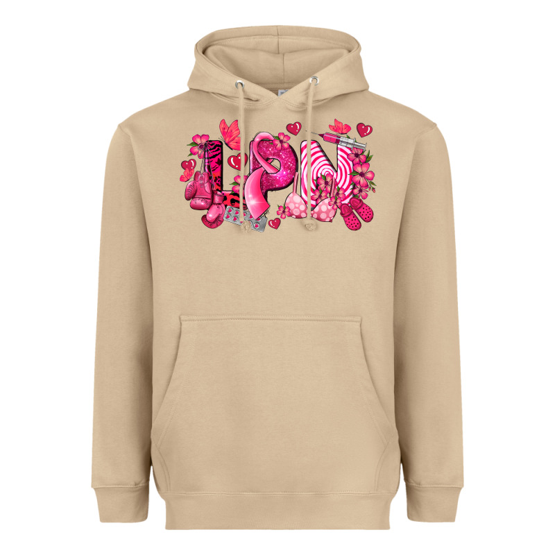 Lpn Breast Cancer Certified Nursing Assistant Heavyweight Hoodie by LillyAllenDesigns | Teevron