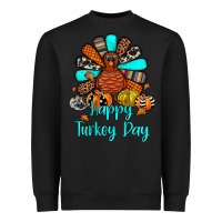Black happy turkey day Heavyweight Sweatshirt - JahusDesignShop