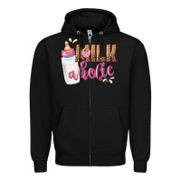 Black milkaholic girls Zipper Hoodie - NancyCooperArtShop
