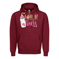 Burgundy milkaholic girls Zipper Hoodie - NancyCooperArtShop