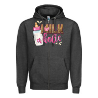 Charcoal Heather milkaholic girls Zipper Hoodie - NancyCooperArtShop