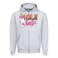 Heather Grey milkaholic girls Zipper Hoodie - NancyCooperArtShop