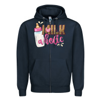 Navy milkaholic girls Zipper Hoodie - NancyCooperArtShop