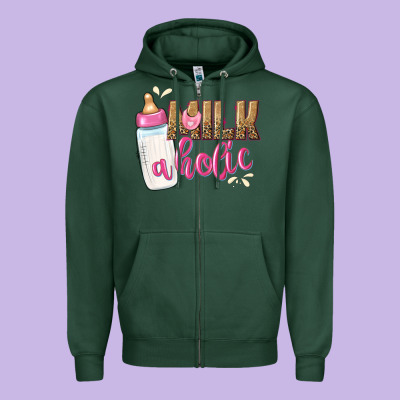 Milkaholic Girls Zipper Hoodie Designed By Nancycooperartshop