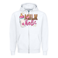 White milkaholic girls Zipper Hoodie - NancyCooperArtShop