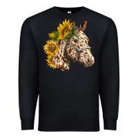 Black appaloosa horse with sunflowers Premium Sweatshirt - LillyAllenDesigns