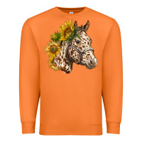 Carrot appaloosa horse with sunflowers Premium Sweatshirt - LillyAllenDesigns