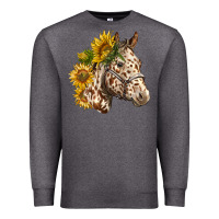 Charcoal Heather appaloosa horse with sunflowers Premium Sweatshirt - LillyAllenDesigns