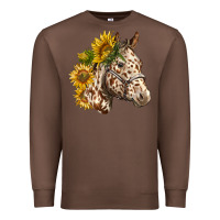 Chestnut appaloosa horse with sunflowers Premium Sweatshirt - LillyAllenDesigns