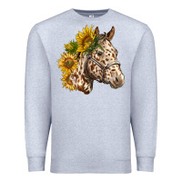 Heather Grey appaloosa horse with sunflowers Premium Sweatshirt - LillyAllenDesigns