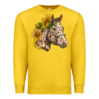 Lemon appaloosa horse with sunflowers Premium Sweatshirt - LillyAllenDesigns