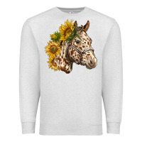 Oatmeal Heather appaloosa horse with sunflowers Premium Sweatshirt - LillyAllenDesigns