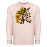 Pale Pink appaloosa horse with sunflowers Premium Sweatshirt - LillyAllenDesigns