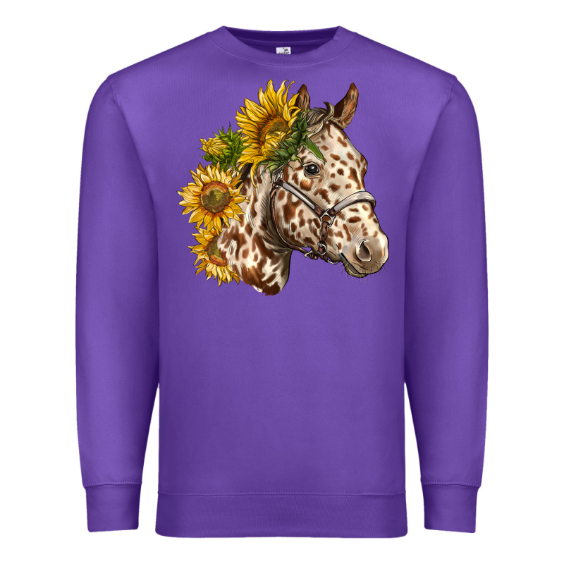 Appaloosa Horse With Sunflowers Premium Sweatshirt by LillyAllenDesigns | Teevron