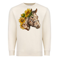 Sandshell appaloosa horse with sunflowers Premium Sweatshirt - LillyAllenDesigns