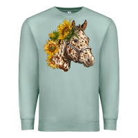 Seafoam appaloosa horse with sunflowers Premium Sweatshirt - LillyAllenDesigns