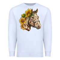 White appaloosa horse with sunflowers Premium Sweatshirt - LillyAllenDesigns