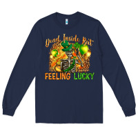Navy dead inside but feeling lucky Long Sleeve Tee - NancyCooperArtShop