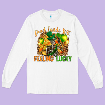 Dead Inside But Feeling Lucky Long Sleeve Tee Designed By Nancycooperartshop