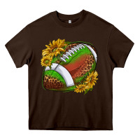 Chocolate Brown footballwithsunflowers Heavy Core Tee - texasbilliewilder