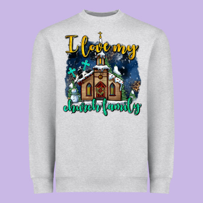 Christmas Church And Snow   ı Love My Church Family Heavyweight Sweatshirt Designed By Adodesignshop