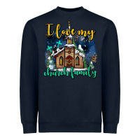 Navy Christmas church and snow   ı love my church family Heavyweight Sweatshirt - AdoDesignShop