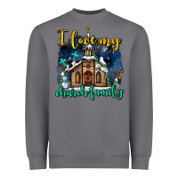 Storm Christmas church and snow   ı love my church family Heavyweight Sweatshirt - AdoDesignShop