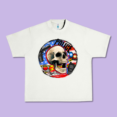 Police Skull And Police Equipment Urban Heavy Tee Designed By Adodesignshop