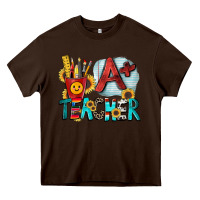 Chocolate Brown a  teacher Heavy Core Tee - Zillion Design Studio
