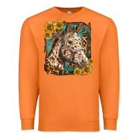 Carrot appaloosa horse with sunflowers and western background Premium Sweatshirt - LillyAllenDesigns