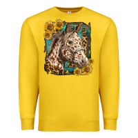 Lemon appaloosa horse with sunflowers and western background Premium Sweatshirt - LillyAllenDesigns