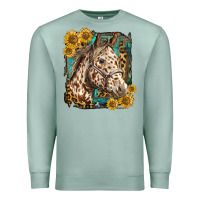 Seafoam appaloosa horse with sunflowers and western background Premium Sweatshirt - LillyAllenDesigns