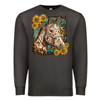 Smoke appaloosa horse with sunflowers and western background Premium Sweatshirt - LillyAllenDesigns
