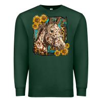 Sports Green appaloosa horse with sunflowers and western background Premium Sweatshirt - LillyAllenDesigns