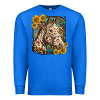 True Royal appaloosa horse with sunflowers and western background Premium Sweatshirt - LillyAllenDesigns