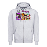 Heather Grey happy hallothanksmas cows  nancy Zipper Hoodie - NancyCooperArtShop